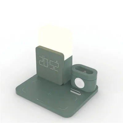 3 in 1 multi-function Qi wireless charging stand in dark green, light green, and black colour options