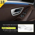 Four silver-finished interior handle decorative frames for BMW 5 Series F10 F11 models on a dark background.