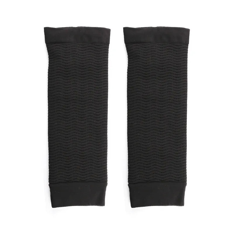 Women's black and skin colour shaping arm sleeves made from nylon fabric in free size