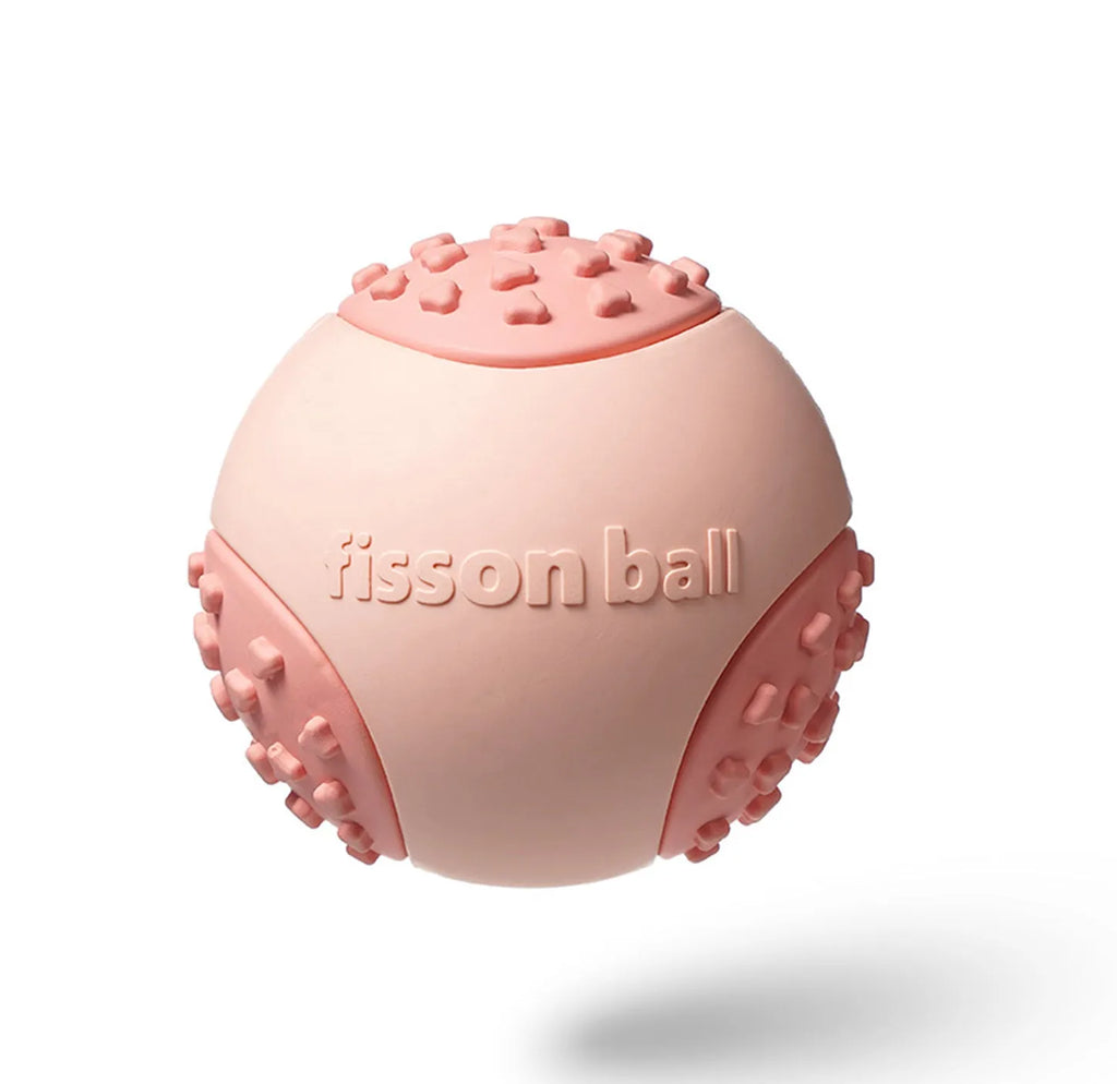 Green and pink durable rolling ball dog toy with 64mm diameter for small medium dogs