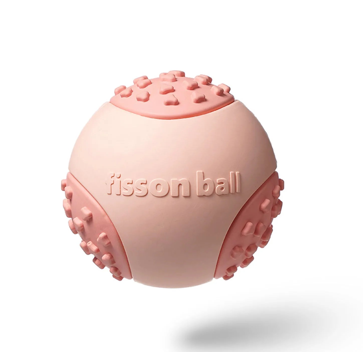 Green and pink durable rolling ball dog toy with 64mm diameter for small medium dogs