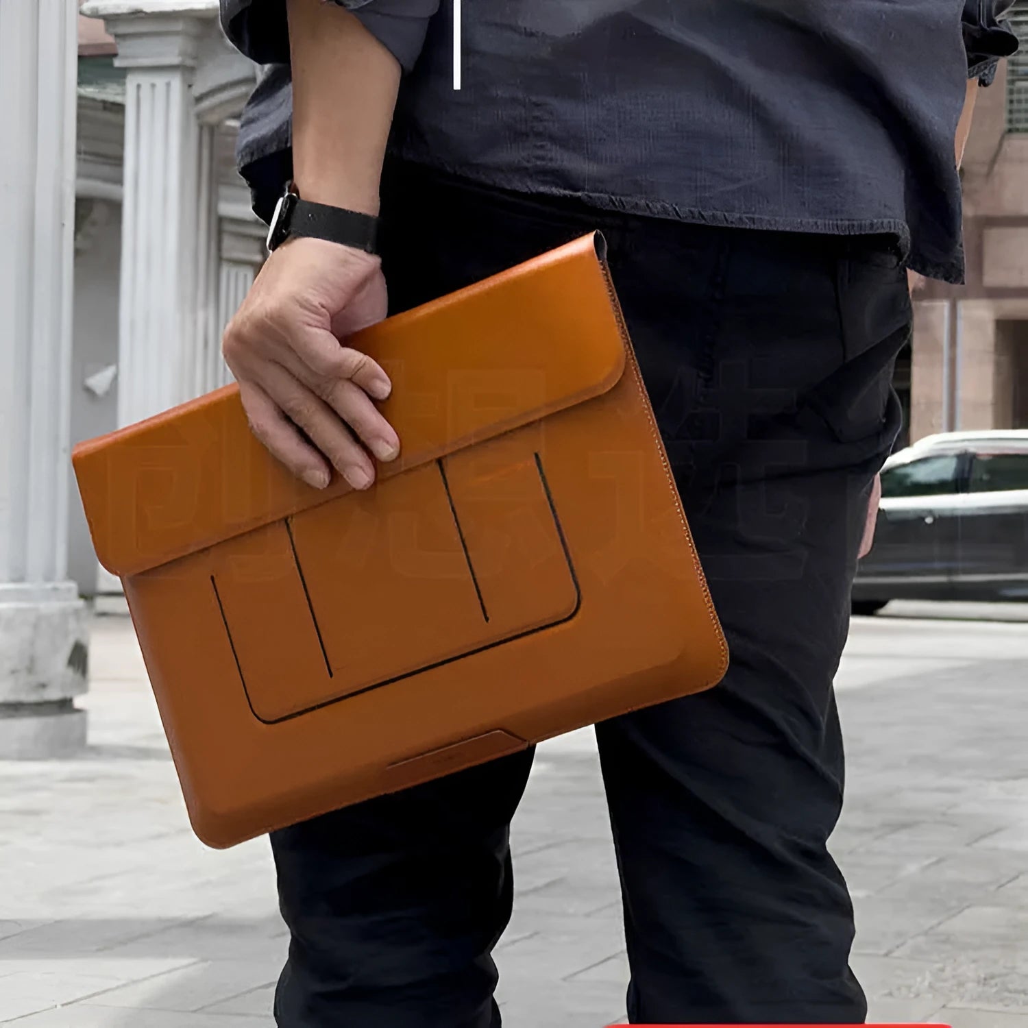 Dual-angle laptop bracket bag for 13.3-inch notebooks in black or brown business design