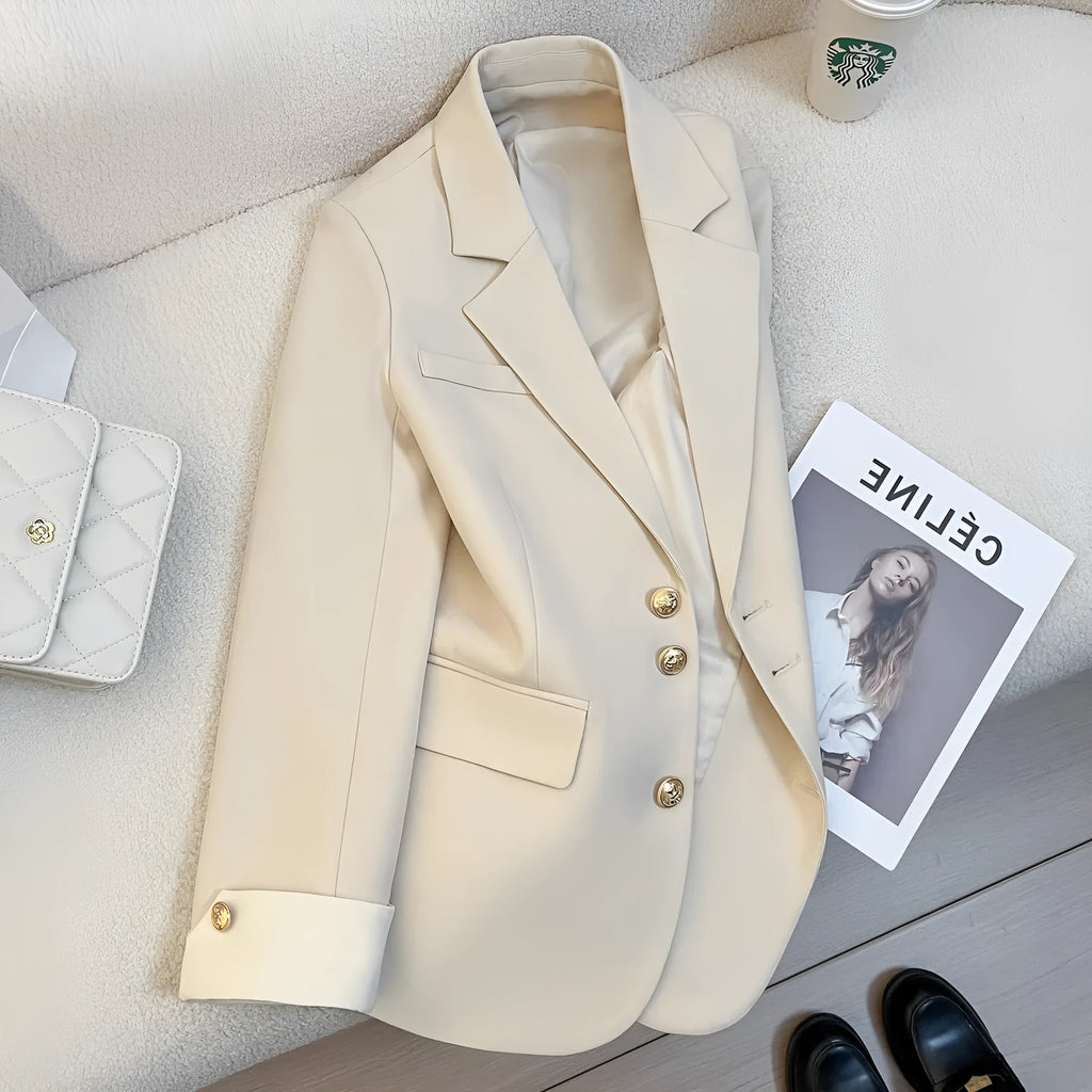 Women's Korean-style loose coat in polyester with 65cm length and commuting design
