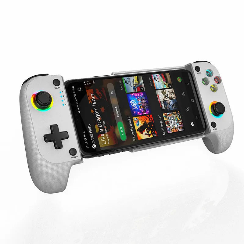 Bluetooth wireless game controller for mobile phones with stretching design grip