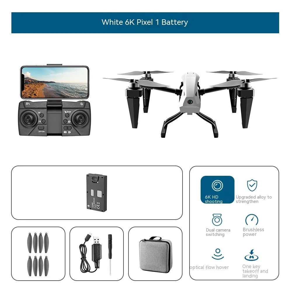 Alloy KS66 UAV drone with remote control and accessories including spare propellers and storage bag