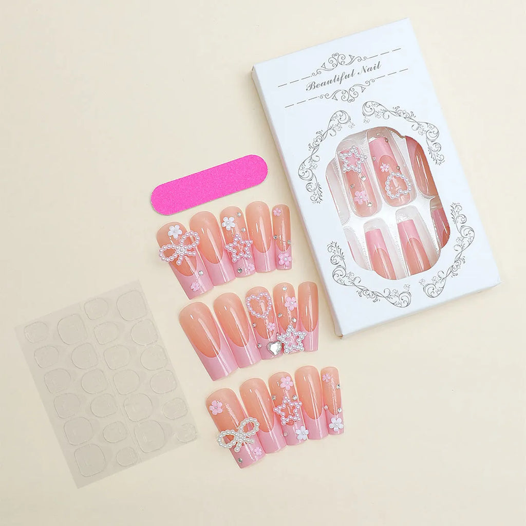 French style nail art sticker with bow pattern and super long water pipe design in XB-70-48 colour