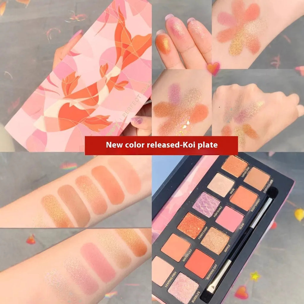Explorer twelve-colour animal themed eye shadow palette open showing shades.