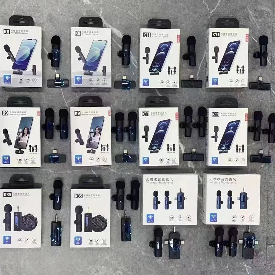 Wireless collar clip microphone for outdoor video recording with multiple interface options