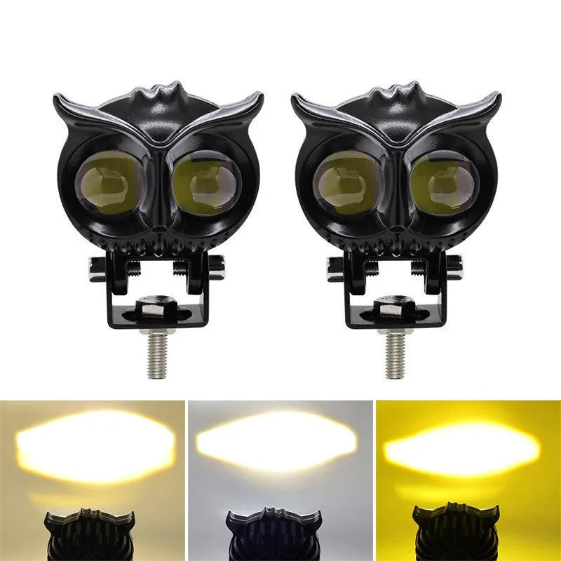 Motorcycle Owl Lens Two Color Spotlight LED dual white amber aluminium alloy housing 25W