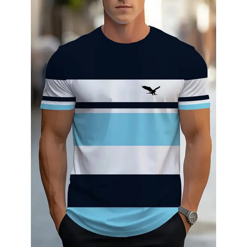 Men's loose fit short sleeve T-shirt with digital 3D printing pattern in picture style colours