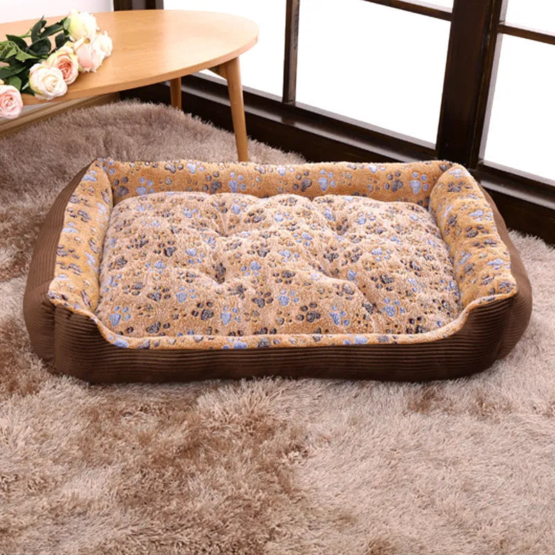 Beige plush bolster dog bed for small pets with raised sides and a removable cover.