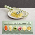 Multi-function hand rub vegetable slicer with PET board, 3 or 6 blades, Matcha Green or Clear Green, 34.6x11.4x1.8cm