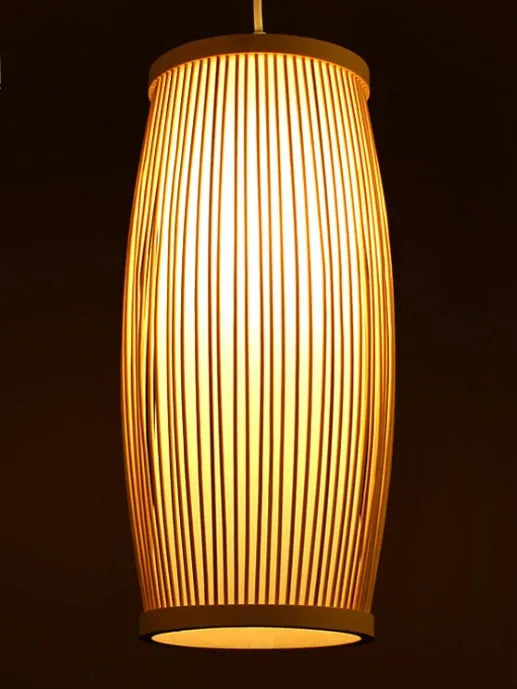 Natural woven bamboo plait hall lamp with E27 holder for staircase or bedroom