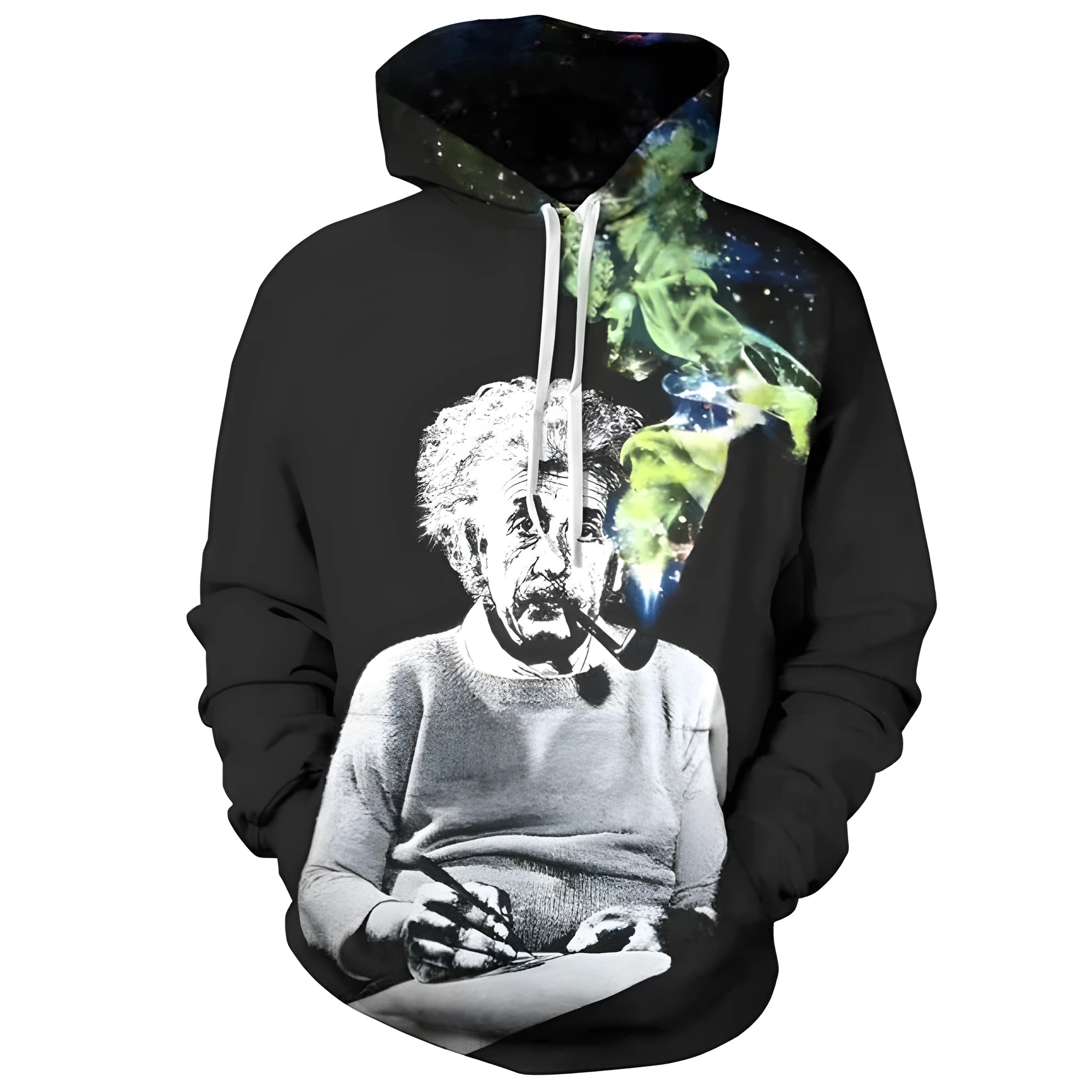 Genius Hoodie in black pullover style on model