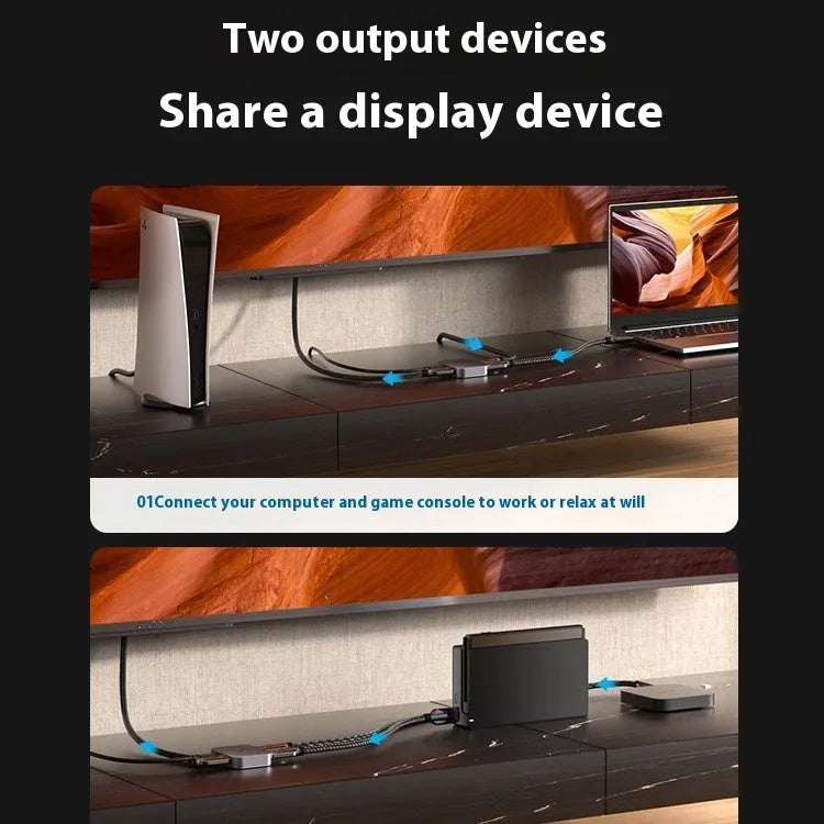 Grey alloy HDMI computer distributor for TV line audio video conversion