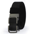 Men's toothless nylon canvas belt with alloy buckle shown in army green colour