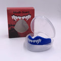 Adult boxing mouthguard with printed teeth design and elastic straps for martial arts protection