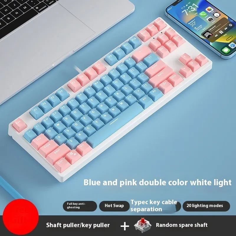 87-key mechanical gaming keyboard with dual-colour backlighting and metal chassis