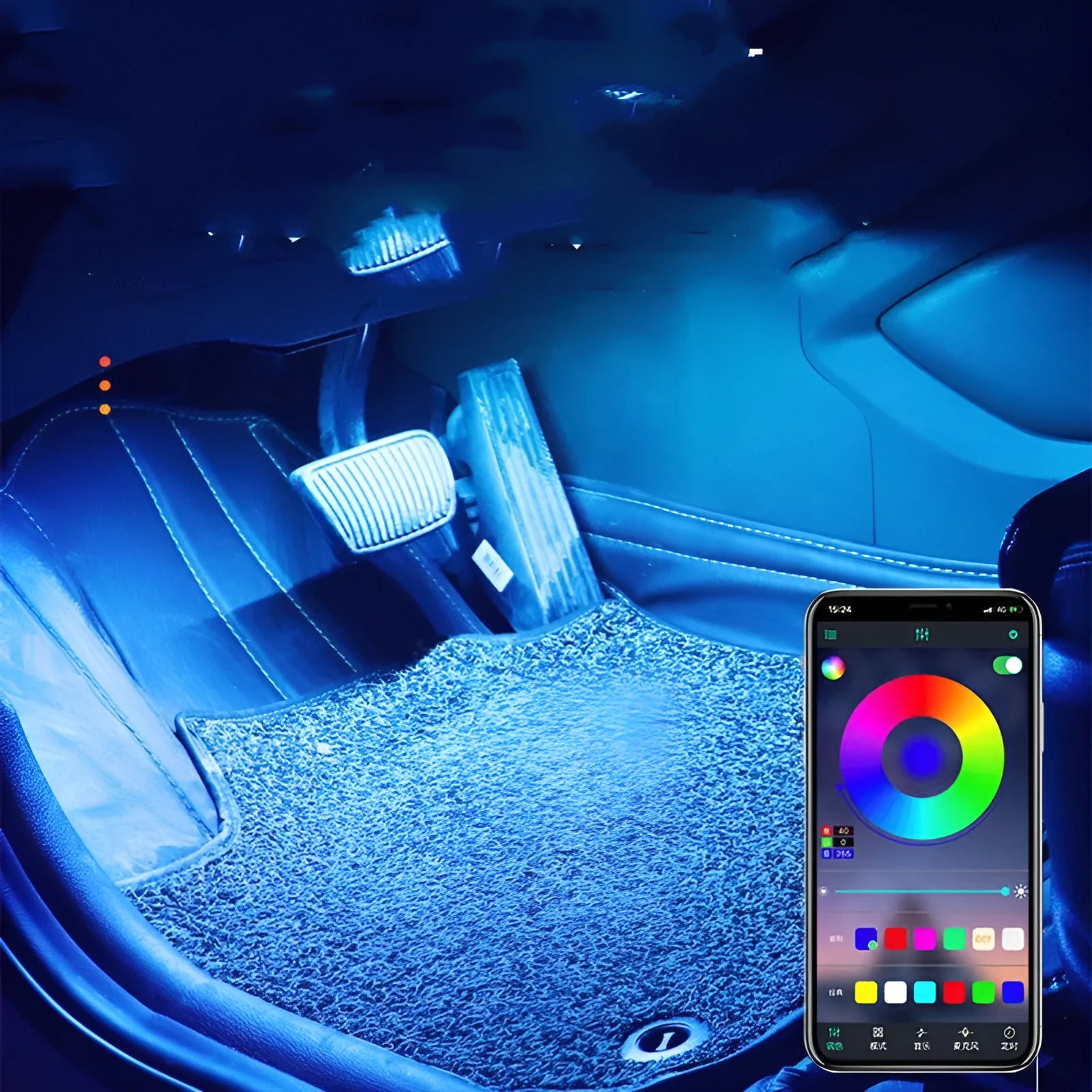 USB Car Interior Atmosphere Light Music Rhythm Voice Control 12V 5V Ambient Strip with App Remote Sound Control for General Vehicle Interior Modification Colourful LED Lighting