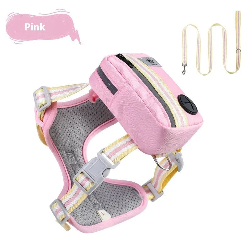 Explosion-proof anti-strangulation pet harness in Oxford cloth with 1.5m holding rope attached