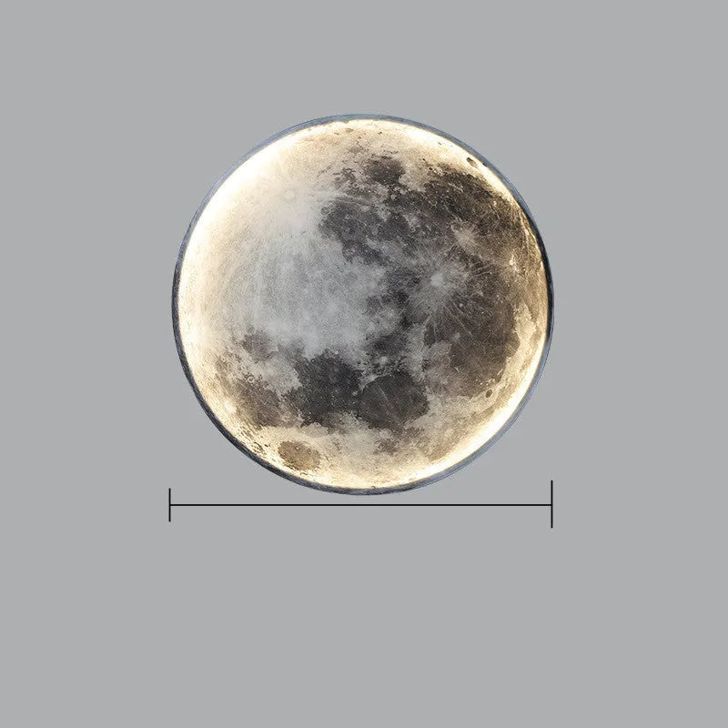 Moon wall lamp in modern lunar design, 24cm to 120cm diameter, 220V LED for bedroom bedside