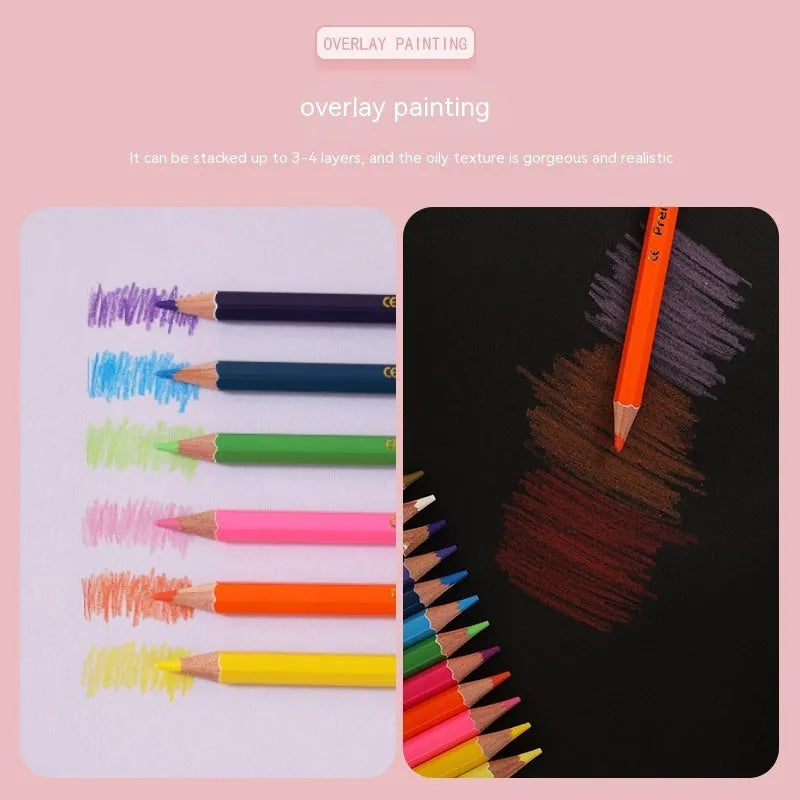 Set of double-ended wooden colour pencils showing two different coloured leads on each barrel.