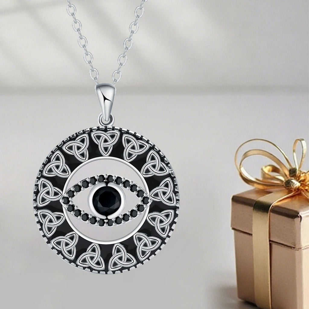 Copper Devil's Eye necklace for women with cross chain design.