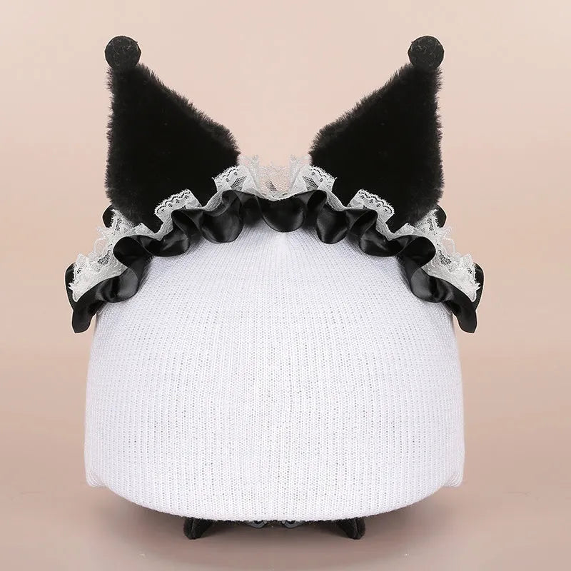 A soft plush cartoon character helmet cover for ears, shown in M size.