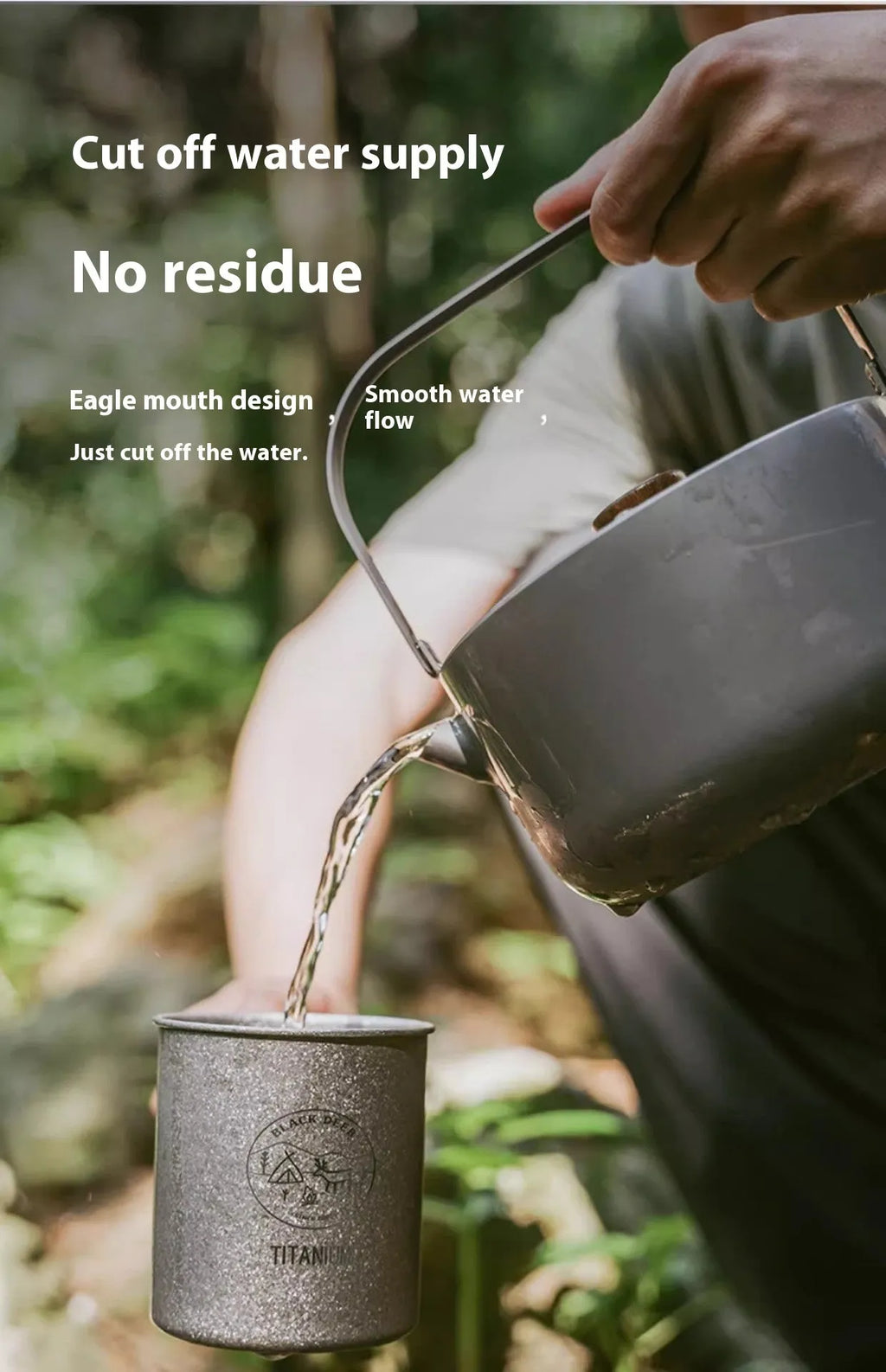Yi titanium kettle 1.2L ultra-light camping outdoor boiling teapot