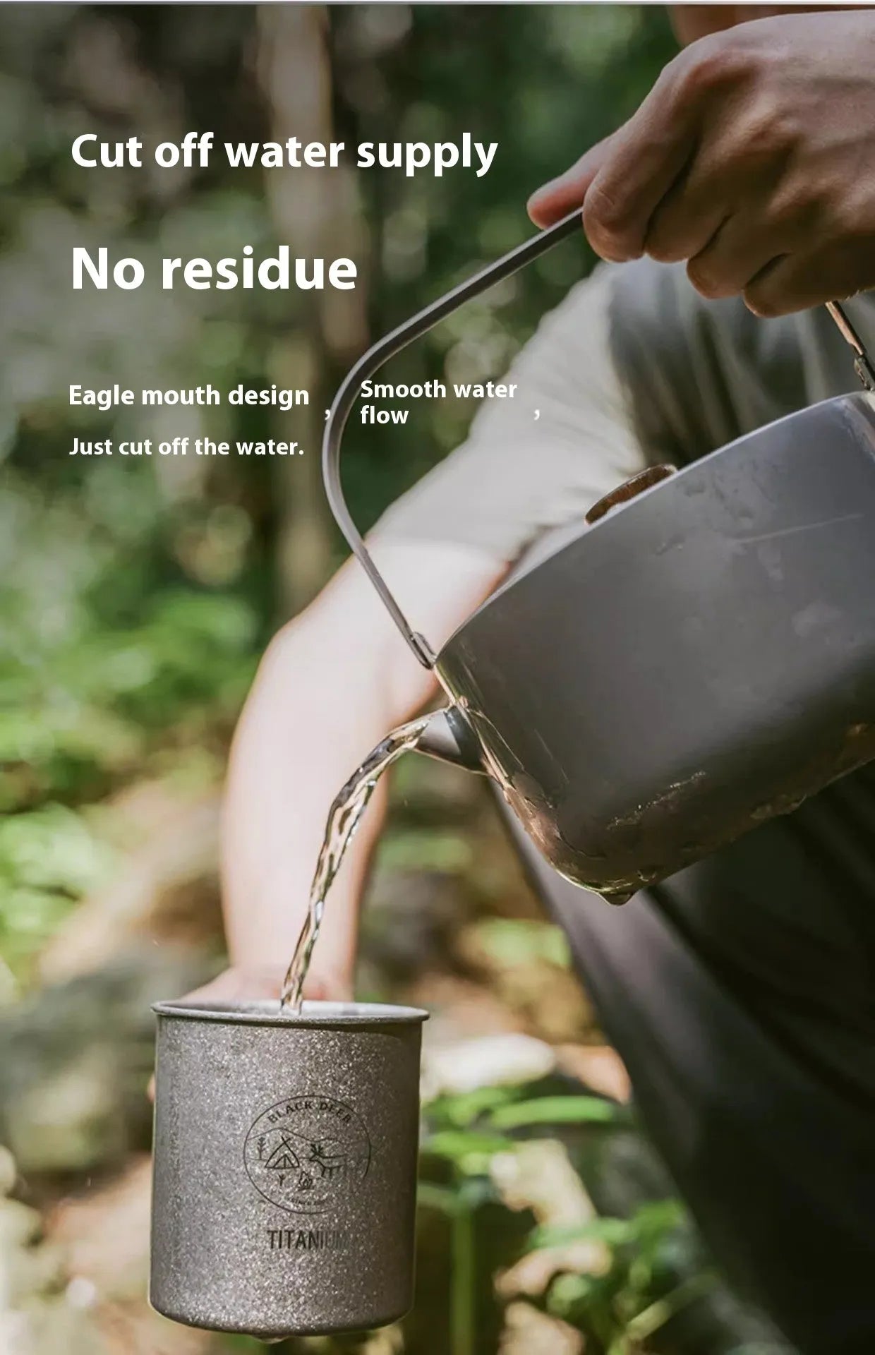 Yi titanium kettle 1.2L ultra-light camping outdoor boiling teapot