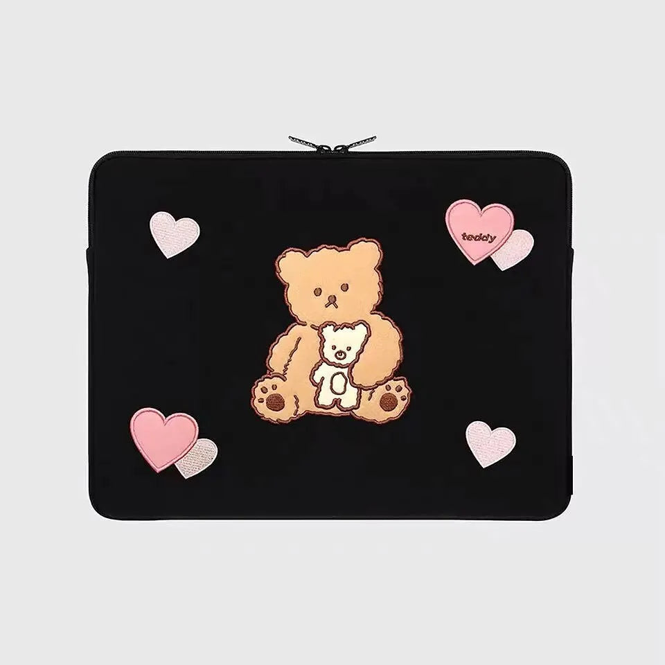 Embroidered laptop sleeve with animal pattern for 13.3 to 15.6 inch laptops