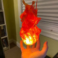 Halloween floating fireball LED prop in grey with rounded flame edges and strap
