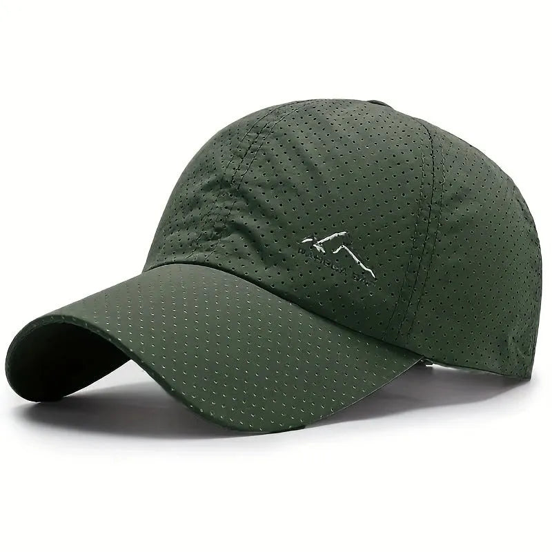 Korean style adjustable baseball cap in Army Green colour with dome crown for summer sun protection.