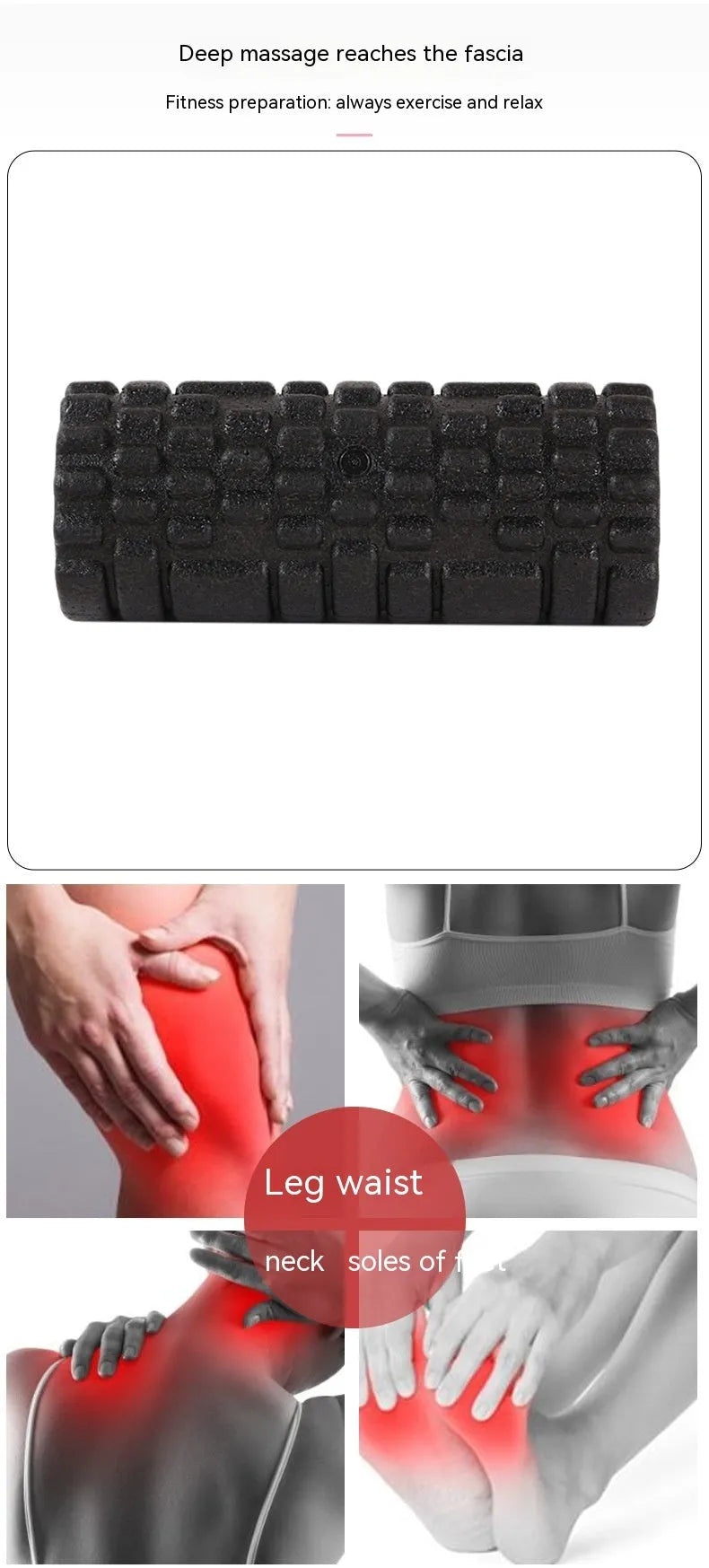 Hollow black EPP foam roller 33x14cm on a white background for Pilates and balance exercises