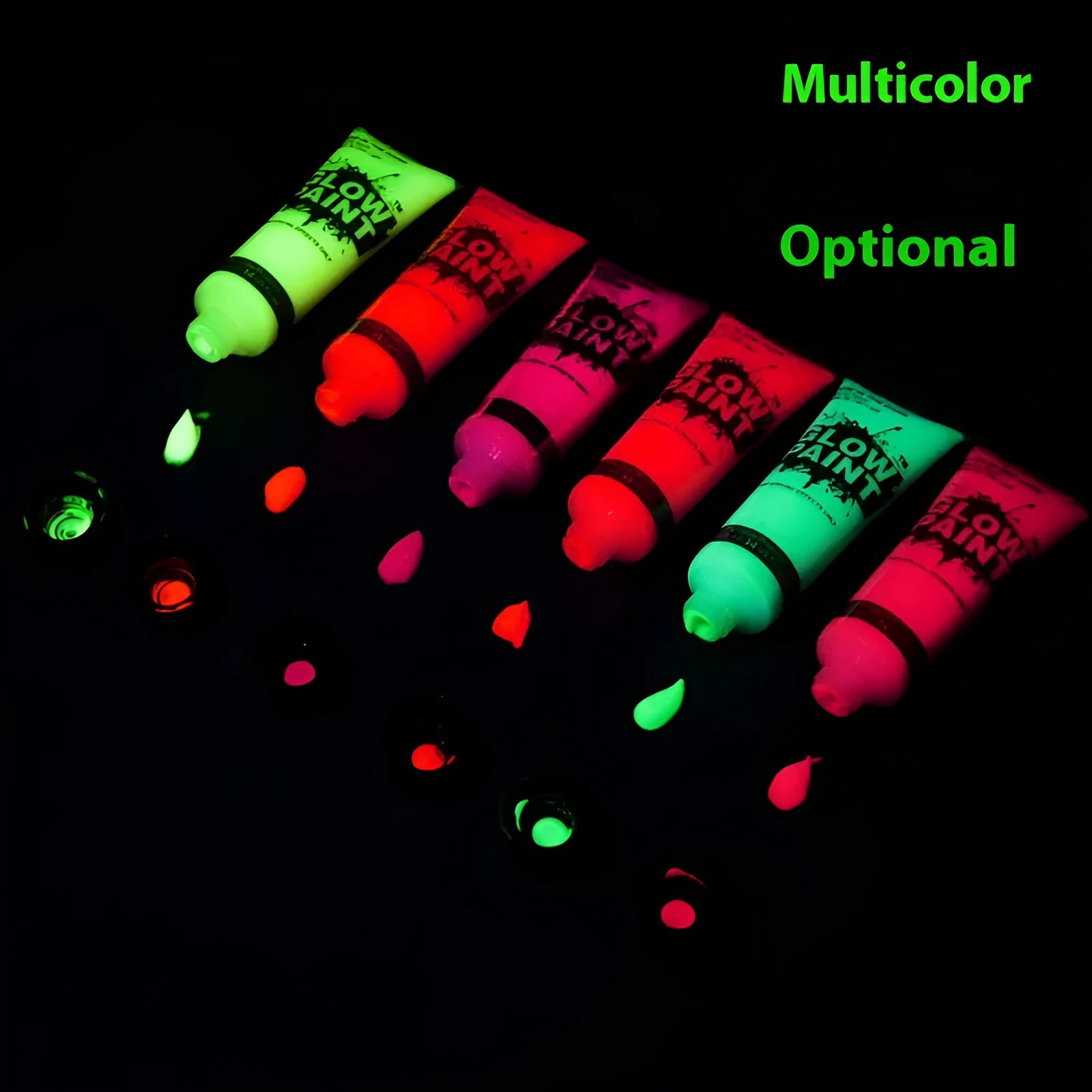 25ml tube of neon green gouache face and body paint with safe non-toxic label