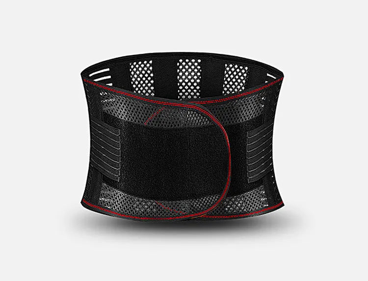 Black sports waist support belt with steel plate lumbar protection for fitness activities