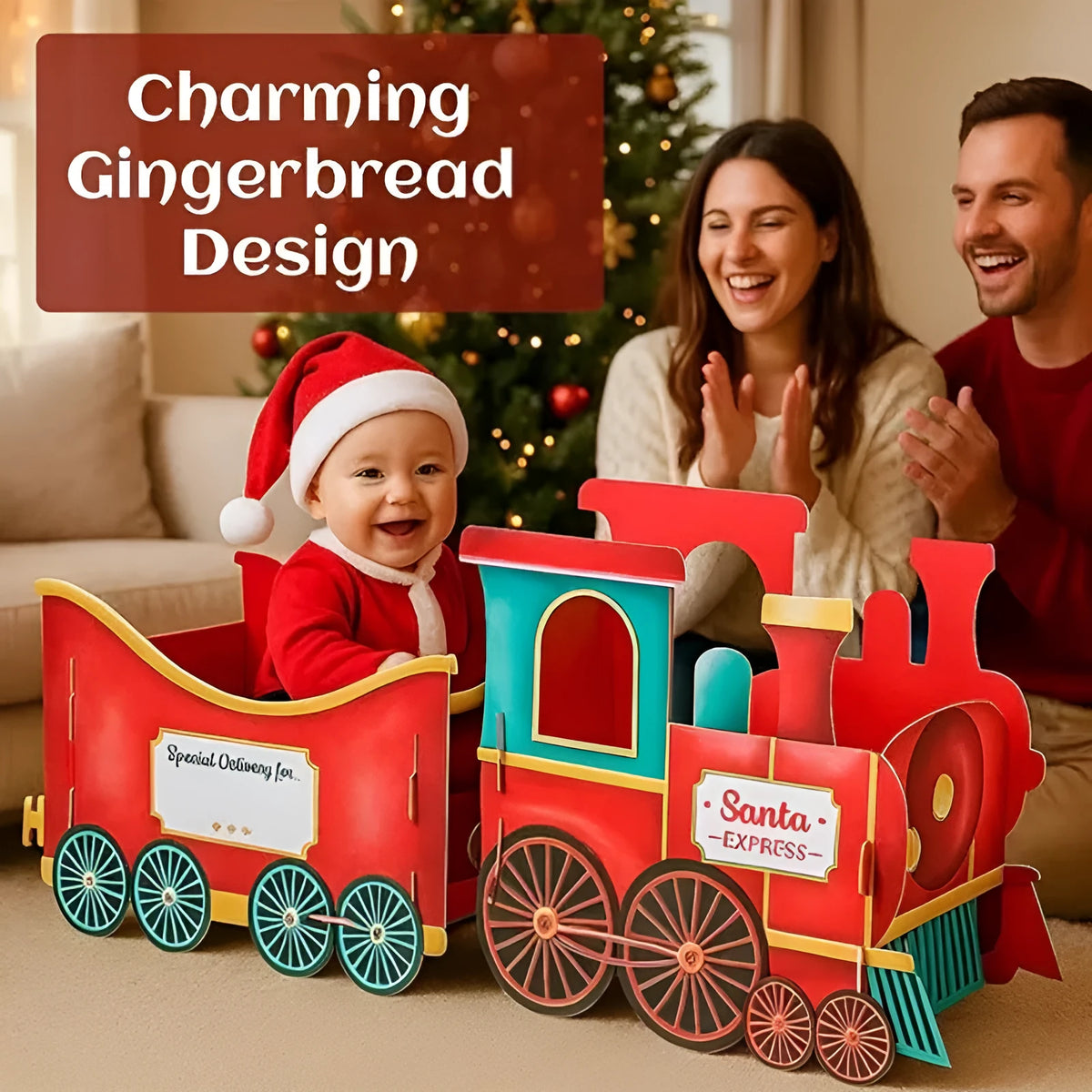 Santa Claus gift train decoration plastic American style Christmas holiday display model