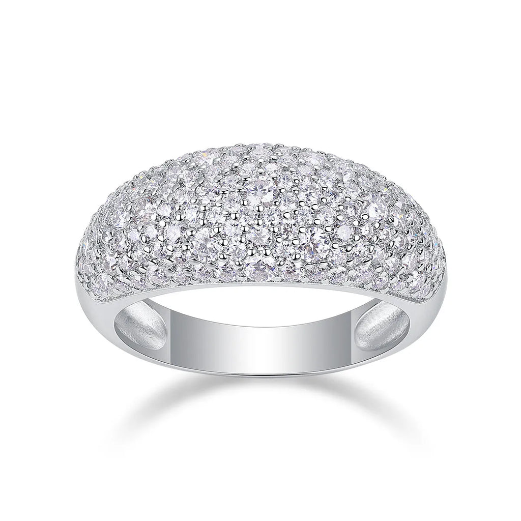 Moonlit Night Stars moissanite wedding ring set in platinum-plated S925 silver, gift boxed