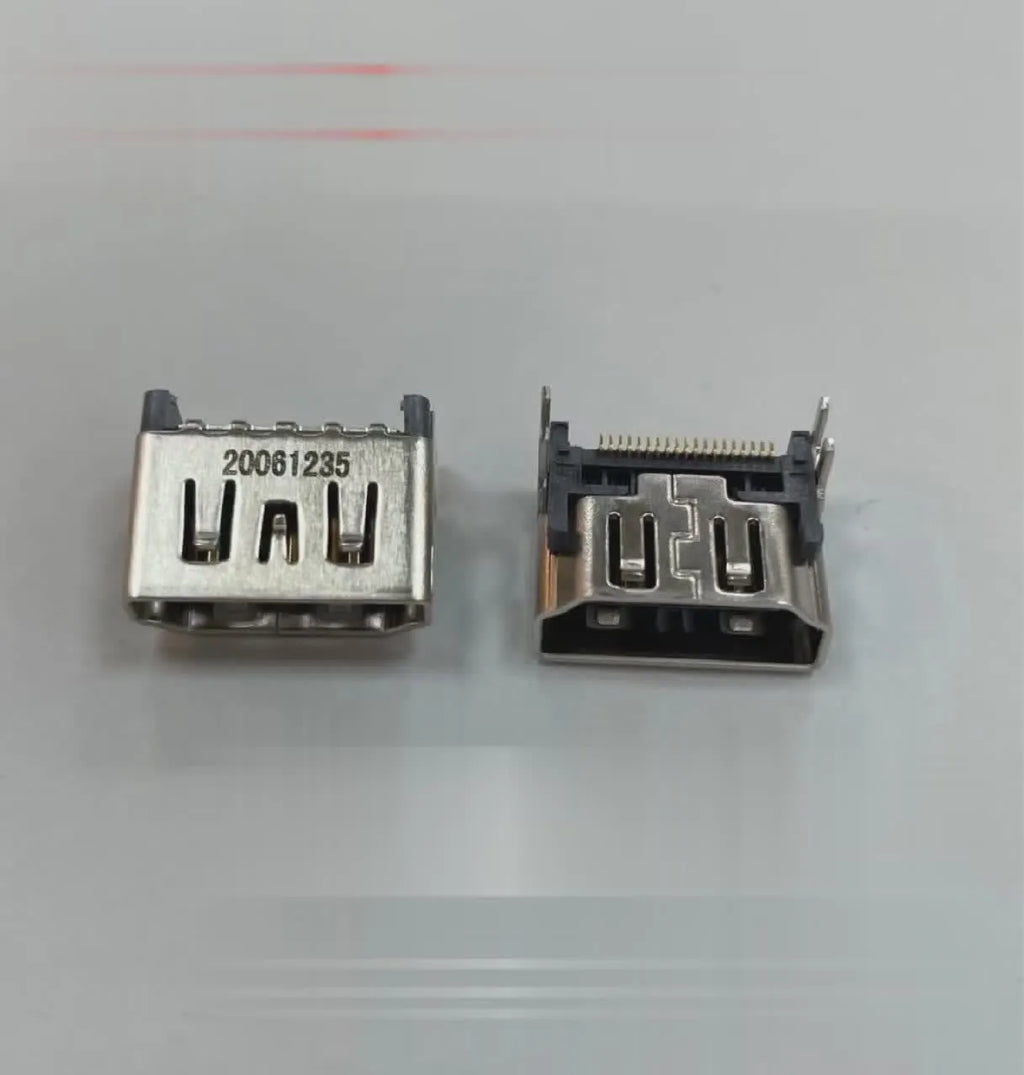 Silver metal HDMI host socket connector for panel mounting on gaming PC or AV equipment