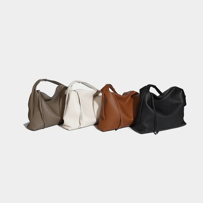 Soft PU leather underarm messenger bag in caramel or elephant grey colour with 36cm length