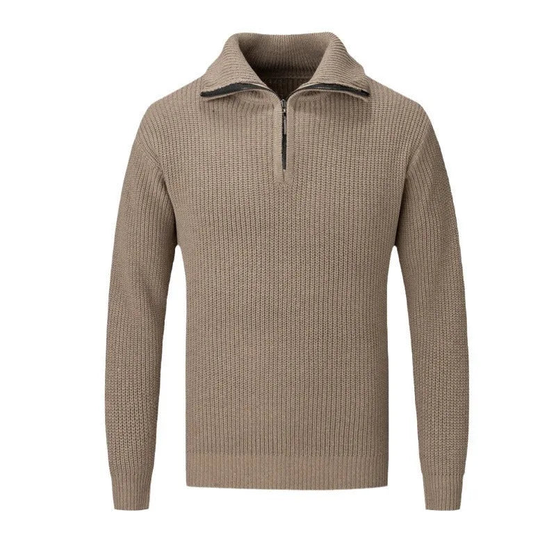 Men's slim fit solid colour pullover sweater in mixed fibre fabric
