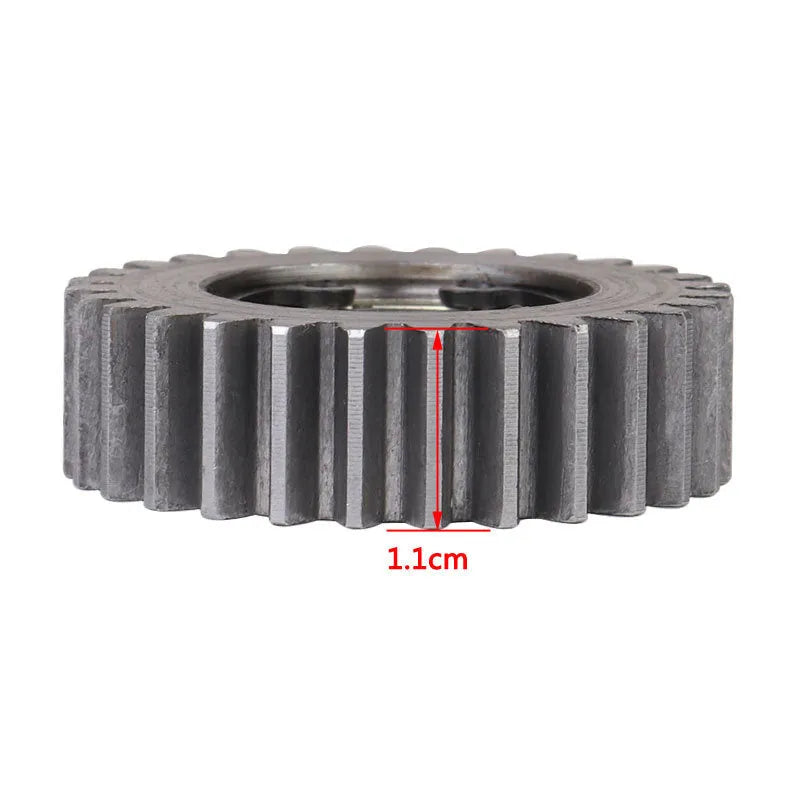 Set of electric vehicle motor gears in steel and nylon, 3.8cm diameter, 28T and 36T tooth counts
