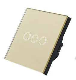 86 type touch switch with tempered glass panel in black, golden, and white colour options