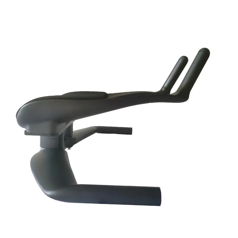Matte black carbon fibre TT handlebar for time trial and triathlon bikes on a road bicycle.