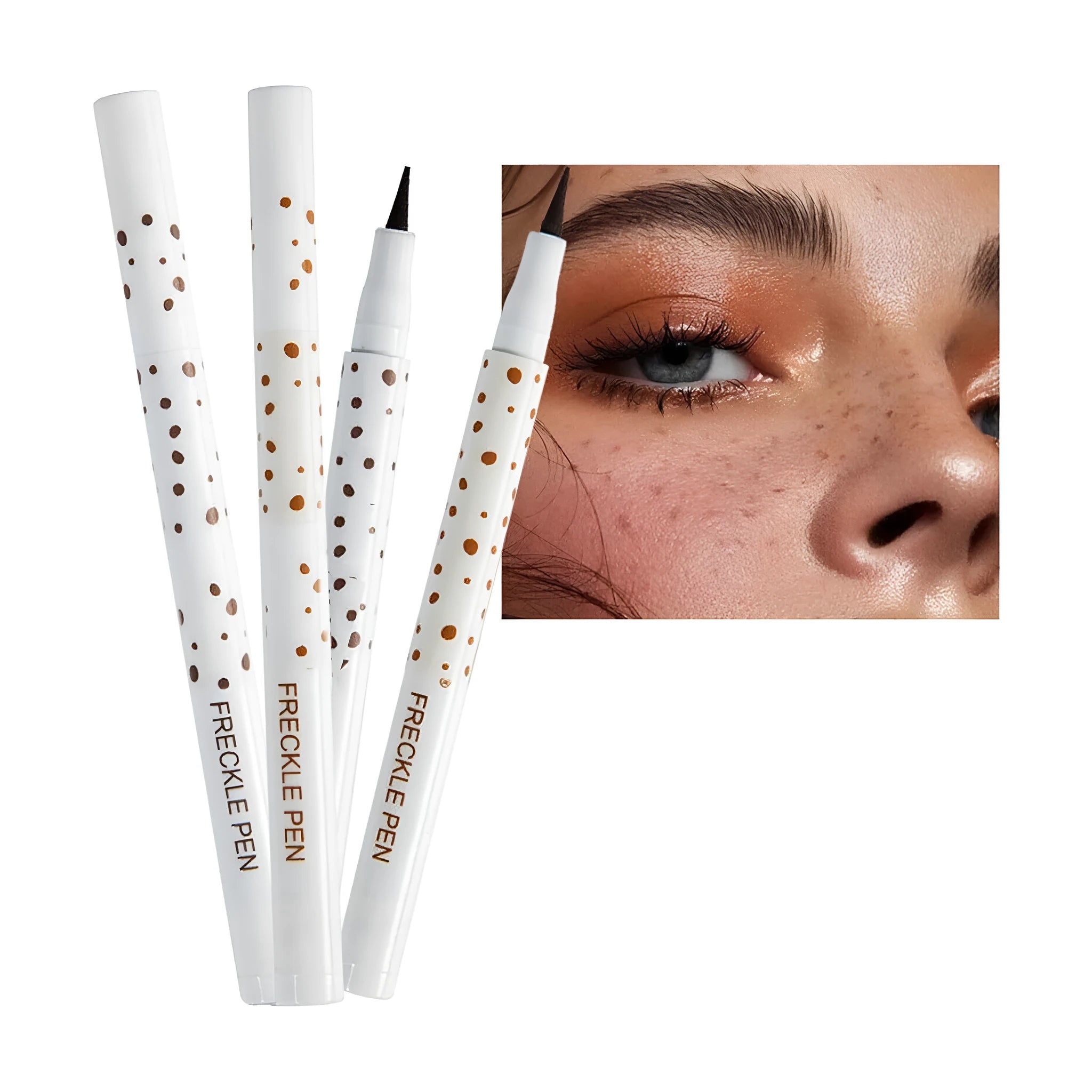 Dark brown freckle pen with precision tip for natural-looking waterproof makeup application