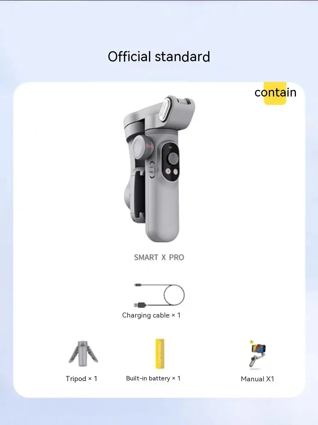 Pro Mobile PTZ Stabilizer in silver gray with three-axis anti-shake, ABS body, and phone clamp