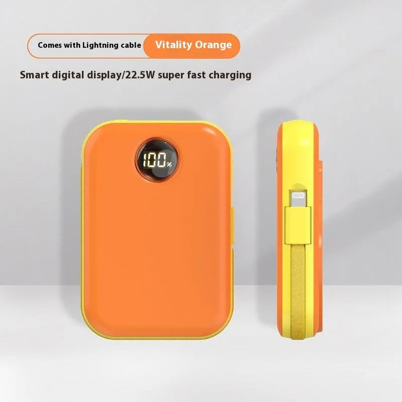 Magnetic wireless power bank with digital display in plastic shell, black, 10000mAh, compact size