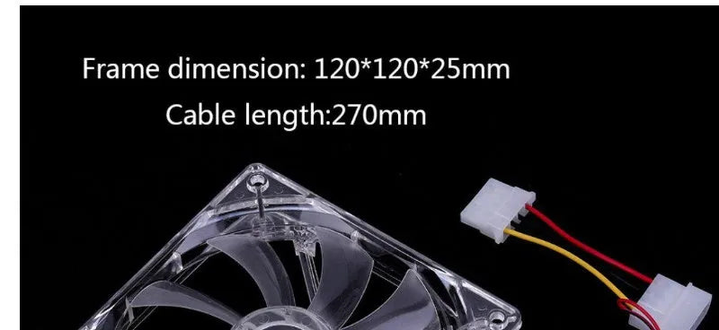 120mm blue LED PC cooling fan with 4-pin connector and 30cm cable for computer case