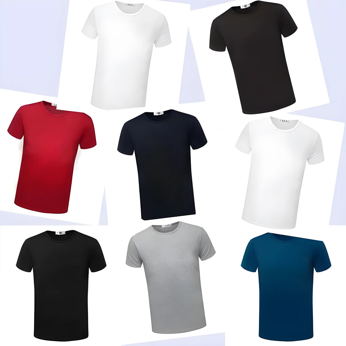 Men's short sleeve O-neck slim T shirt shown in gray, red, and white, sizes L to XXXL
