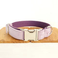 MUTTCO light purple thick velvet drawstring traction belt set for dogs with collar and leash